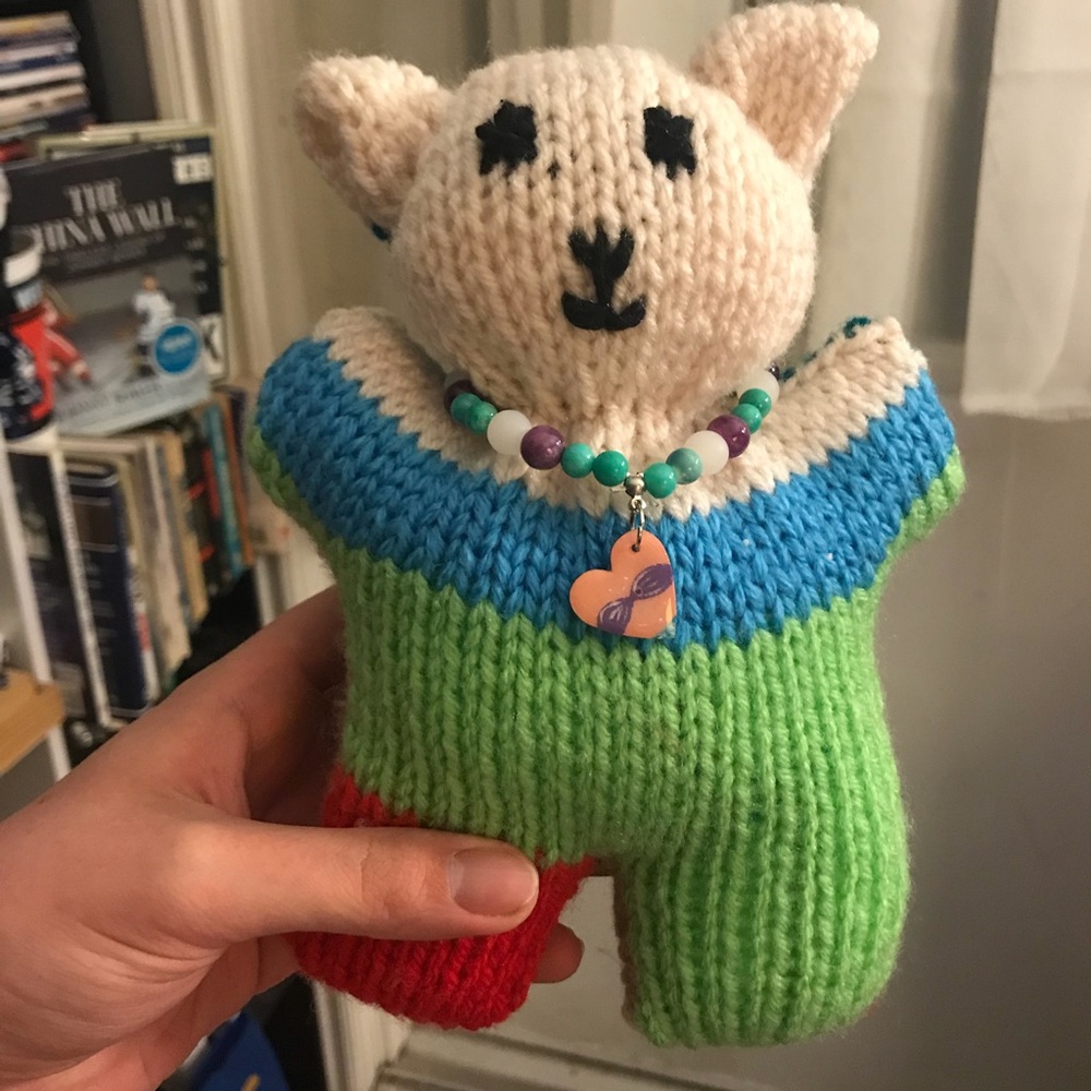 Handmade teddy bear and bracelet